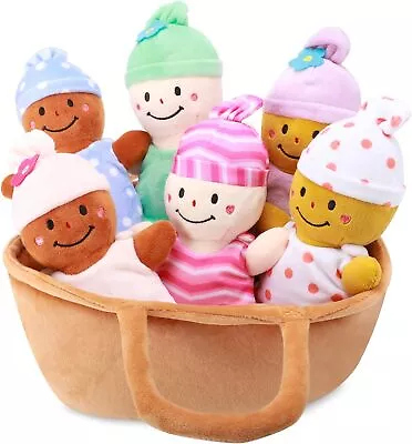 Qpewep Basket Plush Baby Dolls Soft Multicultural Sensory Babies Toy Set 6...  • $41.94