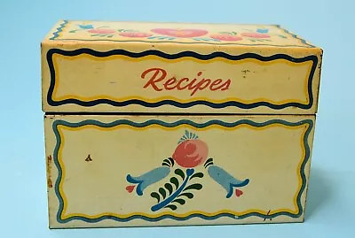 Vintage 50's Pennsylvania Dutch-style Tin Recipe Box • $34.99