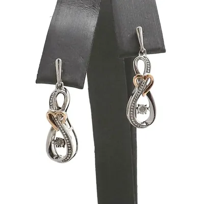 Zales Unstoppable Love Diamond Infinity Heart Drop Earrings 925 10k Rose Gold • $118.75