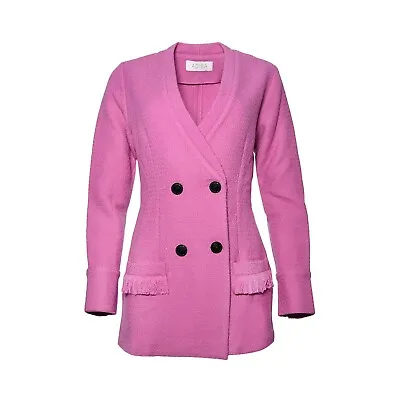 ADIBA Designer Purple/Pink Fleur Tweed Fitted Long Blazer And Pants Set Size L • $261