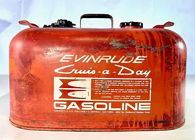 Vintage Evinrude Cruis-a-Day 6 Gallon Steel Gas Tank Can Outboard ~ GC No Hoses • $51.50