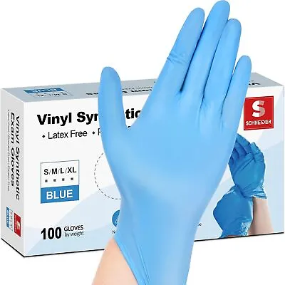 100 Blue Vinyl Synthetic Exam Gloves 4-mil Powder-Free Latex-Free Non-Sterile • $8.25