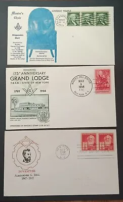 LOT OF 3 MASONIC COVERS: 1940 1956 & 1958 Bell Master's Chair Grand Lodge • $4.99