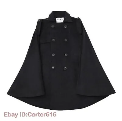 Mens Wool Cloak Cape Poncho Coat Jacket Double Breasted Punk Trench Outwear • $84.54