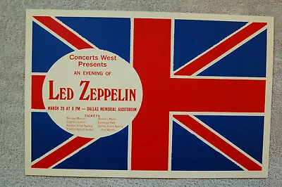 Led Zeppelin Concert Tour Poster 1970 Dallas-- • $4.25