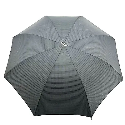 Vintage Knirps Gray Silk Texture Look Umbrella MCM-Look Handle 34  Diameter • $33.87