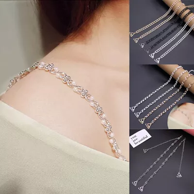 £2.02 • Buy 1Pair Adjustable Detachable Bra Straps Rhinestone Diamante Pearl Metal Invisible