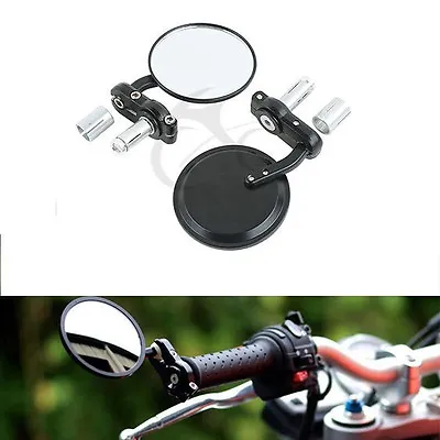 Motorcycle 3  Round 7/8  Handle Bar End Rearview Mirrors Motorbike Universal US • $12.80