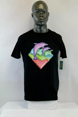 Pink Dolphin S/S NOS WAVES T-SHIRT BLACK/MULTICOLOR QS2011NO • $16.99