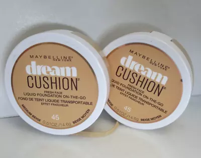 Maybelline Dream Cushion Liquid Foundation On The Go 45 Medium Beige Lot Of 2 • $20