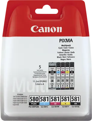 £36.99 • Buy Original Canon Setup PGI-580PGBK+CLI-581BK,C,M,Y TS6350 X5 Ink Cartridges OEM