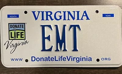 Virginia Issue DMV Personalized Vanity License Plate EMT Rescue Squad Fire Dept • $115