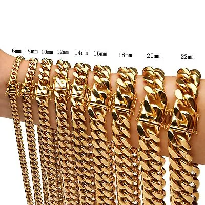 6-22mm Mens Hip Hop 316L Stainless Steel Miami Cuban Link Chain Necklace Jewelry • $16.55