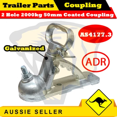 $42 • Buy 2 Hole Trailer Coupling Hitch 2000KG 50mm Hot Dip Galvanised BOAT BOX JET-SKI 