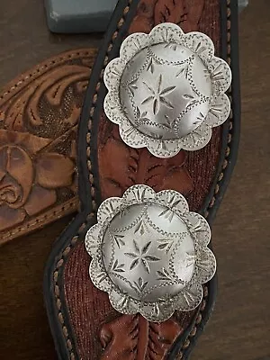 DIABLO Vintage CONCHOS Solid Sterling Silver Headstall Bridle Spurs Rosettes • $229.99