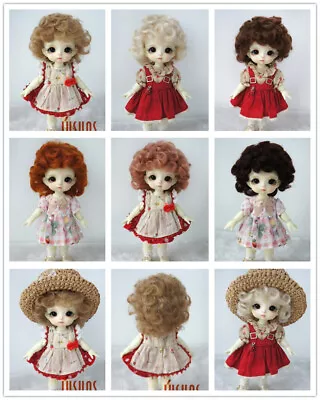 JD574 1/8 1/6 Fashion Curly BJD Mohair Wig 5-6inch 6-7inch OB11 YOSD Doll Hair • $25.99