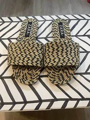 Zara Burlap Flats Slipper | Size 38 New Without Box!! • $35