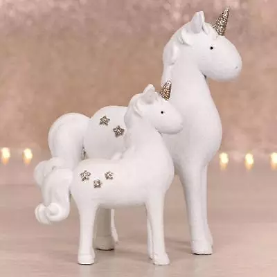 Magical Unicorn Ornament Glitter Golden Stars Plush Or Large Rainbow Unicorn • £6.99