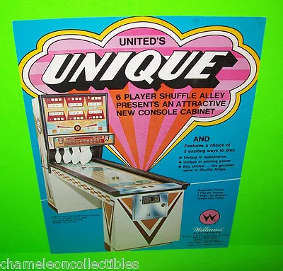 UNIQUE 1975 ORIGINAL ARCADE GAME SHUFFLE ALLEY BOWLING ALLEY FLYER Vintage Retro • $27.20