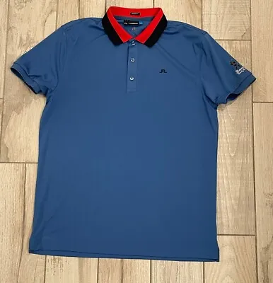 J.Lindeberg Mat Polo Shirt Men's Large Blue Short Sleeve Casual Golf • $30