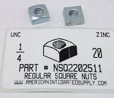 1/4-20 Regular Square Nuts Steel Zinc Plated 7/16 Af X 3/16 Th (50) • $12.75