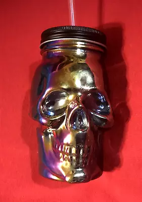 Glass Skull Mason Drinking  Jar Rainbow Fusion • $5.99