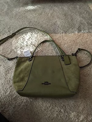 Coach Kacey Satchel Black Antique Nickel/Olive Green Nwt • $120