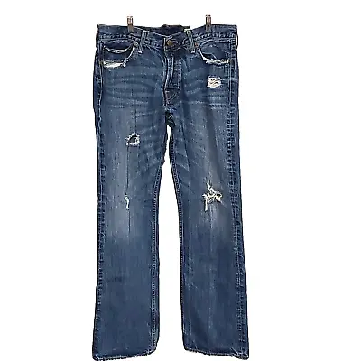 Hollister Co Jeans Mens 34 X 34 Distressed Destroyed Low-Rise Button Fly Bootcut • $35.22