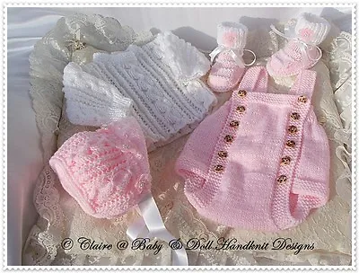 Babydoll Handknit Designs Knitting Pattern Romper Set 16-22  Doll Or 0-3m Baby • £3.99