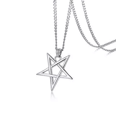 Inverted Pentacle Star Pendant Men's Necklace Choker Occult Devil Satanic Gothic • $10.59