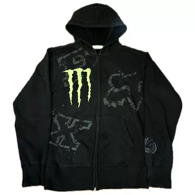 Fox Racing X Monster Energy Ricky Carmichael Black  Zip-Up Hoodie Size Small Y2K • $70