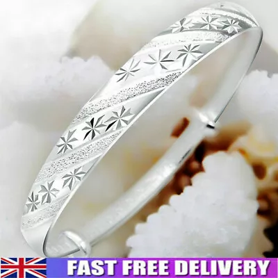 Womens 925 Sterling Silver Star Bangle Ladies Charm Jewellery Bracelet Gifts UK • £5.49