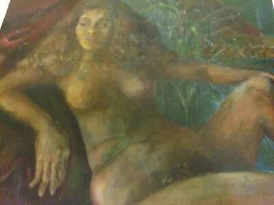 NICE SIZE VINTAGE Nude WOMAN OIL PAINTING  18X18 Original -SIGNED- CHECK IT OUT • $84.99