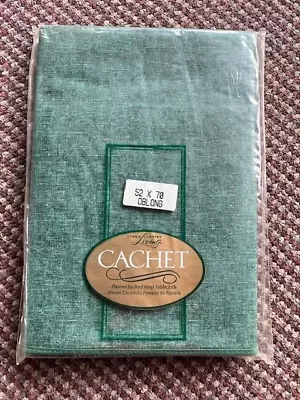 New Vintage Cachet Flannel Backed Vinyl Tablecloth GREEN 52 X 70 Oblong • $11.99