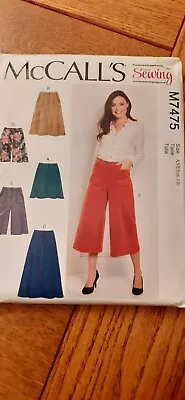 McCALLS SEWING PATTERN M7475 SKIRTS SHORTS CULOTTES • £4