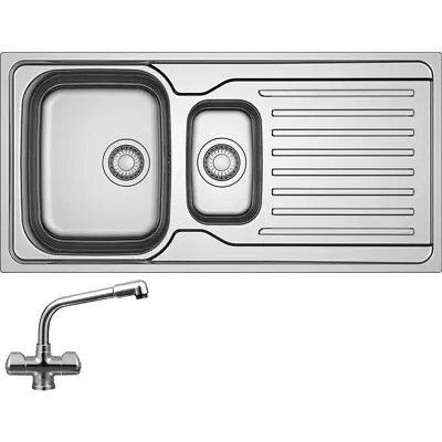 Franke Antea Reversible Stainless Steel Kitchen Sink With Danube Mono Mixer Tap  • £129.99