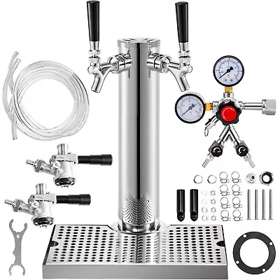 VEVOR Kegerator Tower Kit Beer Conversion Kit Double Faucet Keg Tower Two Taps • $129.19