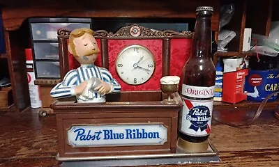 Vintage Lighted Pabst Blue Ribbon Bartender Clock  WORKS • $225