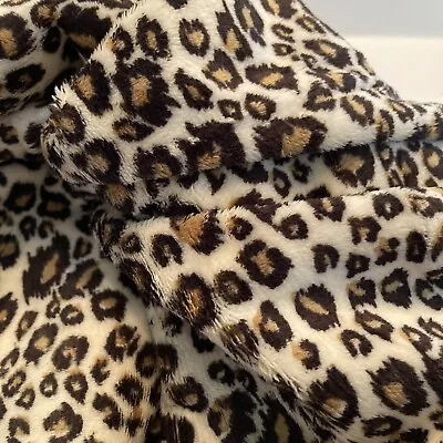 Minkee Fabric 3/4 Yard Brown Jaguar Animal Print 100% Polyester • £5.78