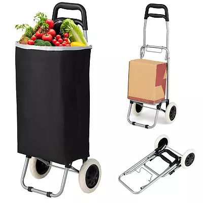 Foldable Shopping Cart Portable Lightweight Grocery Dolly With Handle • $27.99