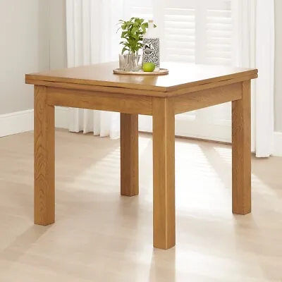 Rustic Oak Square Flip Top Dining Table - 90cm To 180cm Dining Furniture  - RS80 • £449