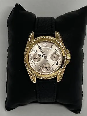 Michael Kors Blair MK6175 Women's Black Leather Analog Quartz Dial Watch EY674 • $59.99