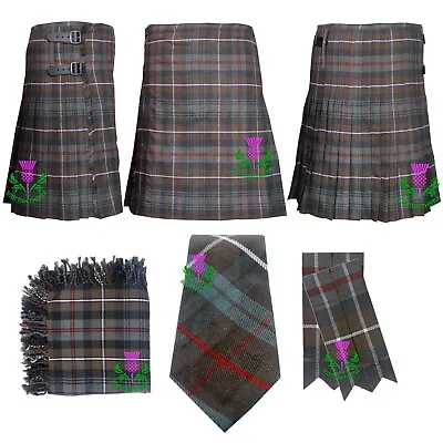 Scottish Men's Kilt Outfit 8 Yards 16oz Weathered Mackenzie Acrylic Wool 4 Pcs • £84.99