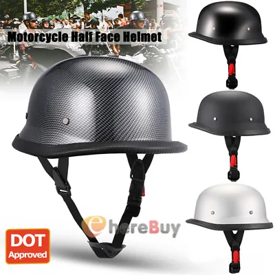 DOT German Half Face Helmet Shorty Motorcycle Helmet Chopper Cruiser Bike S/M/L • $34.95