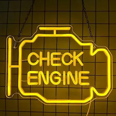 Check Engine Neon Sign USB Power For Man Cave Auto Repair Shop Garage Wall Decor • $36.99