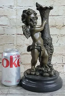 Puti Cherub Angel Boy With Wings Marble Base Figure Sculpture Statue Bronze DEAL • $149.50