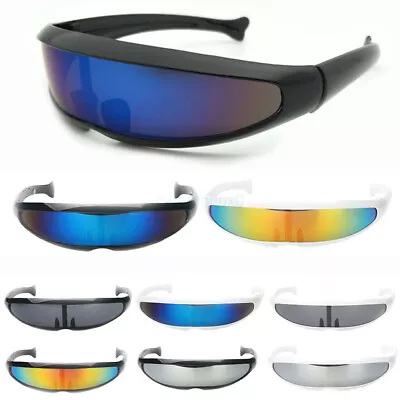 Mens Cyclops Sunglasses Futuristic Men Mirror Narrow Lens Laser Visor 10 Colours • $17.27