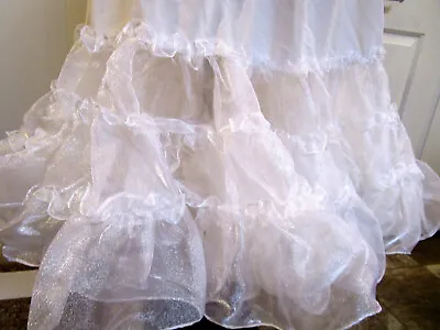 Vtg Huge White Pouf Square Dance Rockabilly Wedding Crinoline Petticoat Slip M • $12