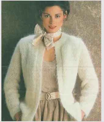 FO40 Lady's Mohair Long Sleeved Cardigan 32-38  Vintage Knitting Pattern COPY • £3.49