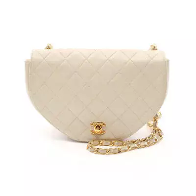 CHANEL Matelasse Half Moon Chain Shoulder Bag Lambskin #Rc362 • $1324.28